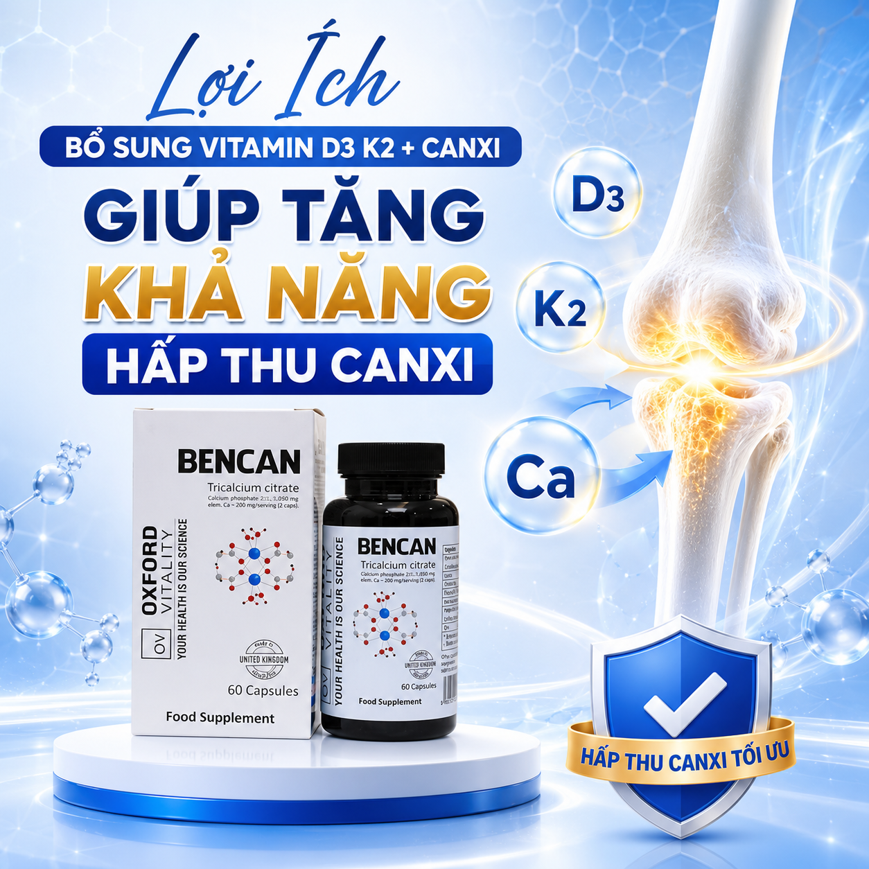 Lợi Ích Bổ Sung Vitamin D3 K2 + Canxi Giúp Tăng Khả Năng Hấp Thu Canxi